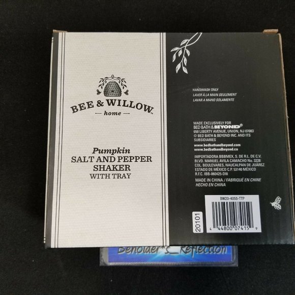 NEW Bee & Willow home Pumpkin / Gourd Salt & Pepper Shaker w/ Tray - Picture 2 of 3